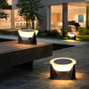 Ecovare solar pole light illuminating a walkway
